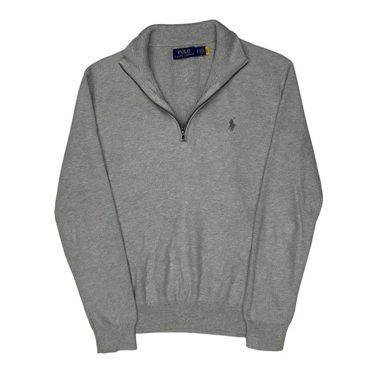 Polo By Ralph Lauren 1/4 Zip - Small Grey Cotton Blend