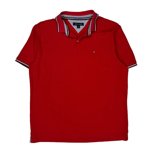 Tommy Hilfiger Polo Shirt - Large Red Cotton
