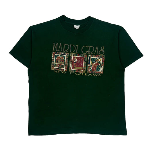 Mardi Gras New Orleans Unbranded Single Stitch T-Shirt - Medium Green Cotton