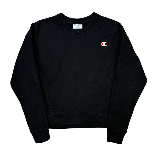 Vintage Reverse Weave Champion Sweatshirt - Small Black Cotton