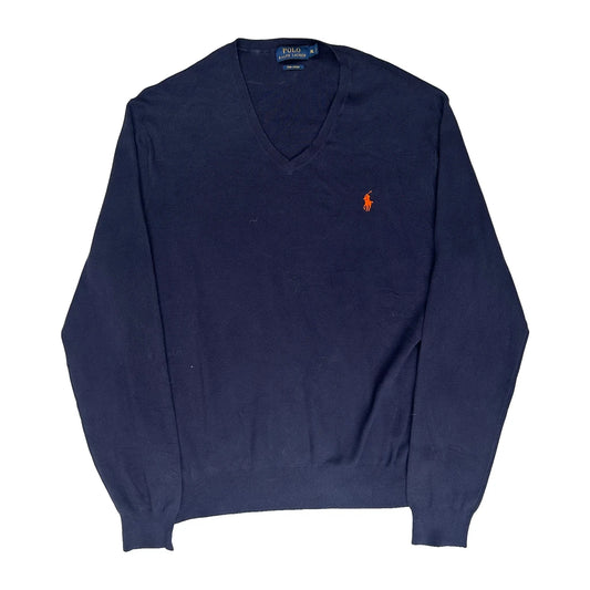 Polo By Ralph Lauren V-Neck Jumper - XL Navy Cotton