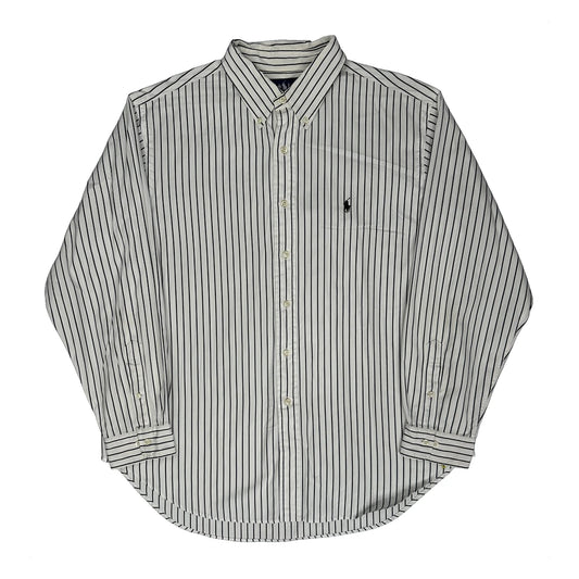 Classic Fit Ralph Lauren Striped Shirt - XL White Cotton