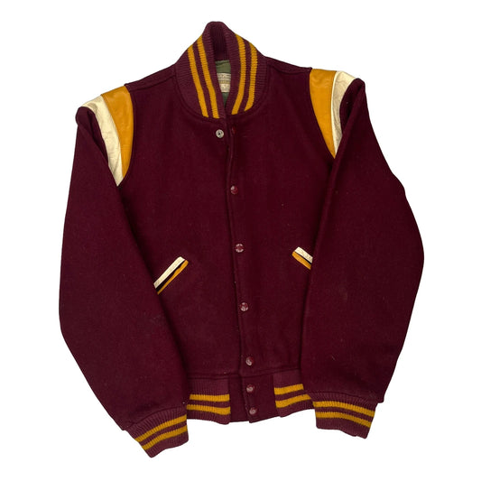 Perkins Unbranded Varsity Jacket - Medium Burgundy Wool Blend