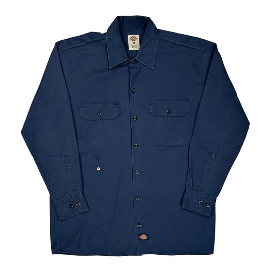 Vintage Dickies Shirt - Medium Blue Polyester Blend