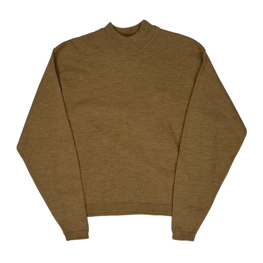 Made In USA Pendleton Virgin Wool Mock Neck Jumper - XL Brown Wool