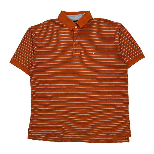Tommy Hilfiger Striped Polo Shirt - XL Orange Cotton