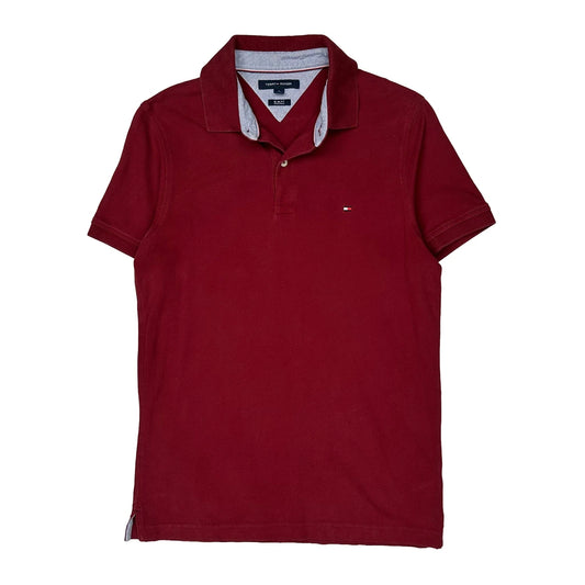 Tommy Hilfiger Slim Fit Polo Shirt - Medium Burgundy Cotton