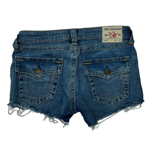 True Religion Denim Shorts - 31W UK 10 Blue Denim