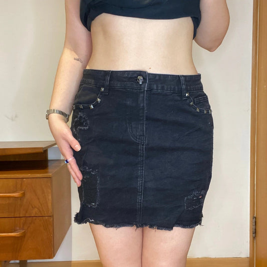 Vintage black Rock Rebel Mini Skirt - womens 30" waist