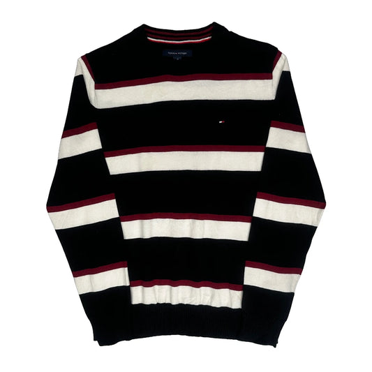 Tommy Hilfiger Striped Jumper - Medium Black Knitted