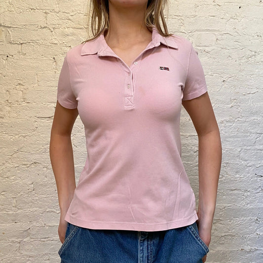 Vintage pink Roots Napapijri Polo Shirt - womens large
