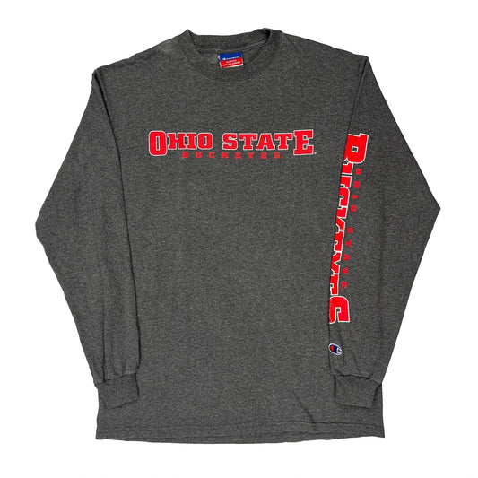 Ohio State Buckeyes Champion College Long Sleeve T-Shirt - Medium Grey Cotton