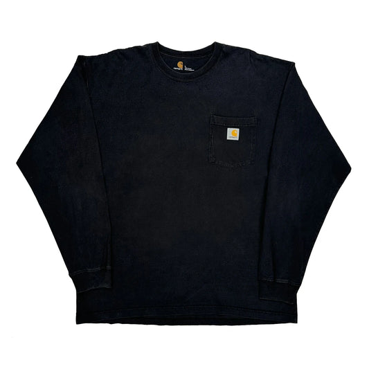 Carhartt Long Sleeve T-Shirt - Large Black Cotton
