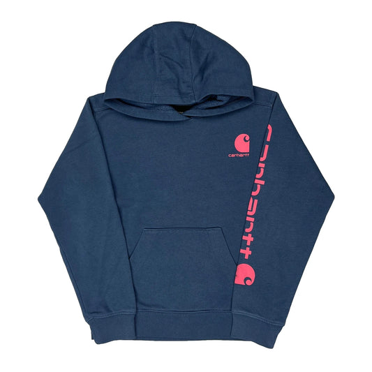 Age 7 Carhartt Spellout Hoodie - XS Navy Cotton Blend