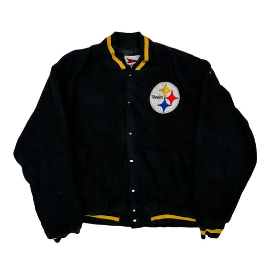 Steelers, Made In USA Pro Elite Football Varsity Jacket - Large Black Polyester