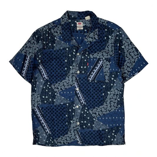 Vintage Levis Floral Hawaiian Shirt - Small Blue Cotton