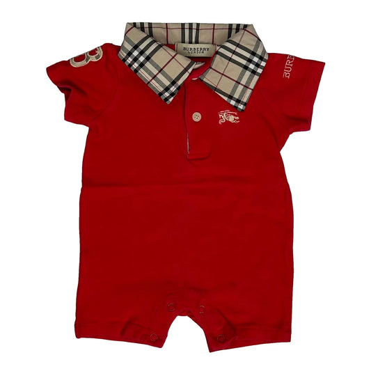 Vintage Age 3-6 Months Burberry Overalls - 3XS Red Cotton