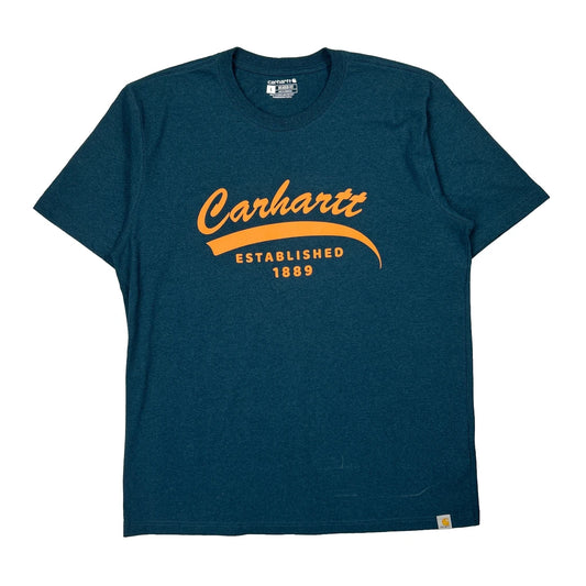 Carhartt Graphic T-Shirt - Large Blue Cotton