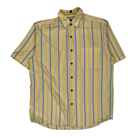 Nautica Striped Short Sleeve Shirt - Medium Blue Cotton Blend
