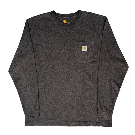 Carhartt Long Sleeve T-Shirt - Large Grey Cotton