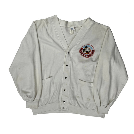 Mickey Mouse Disney Cartoon Sweatshirt - XL White Cotton Blend