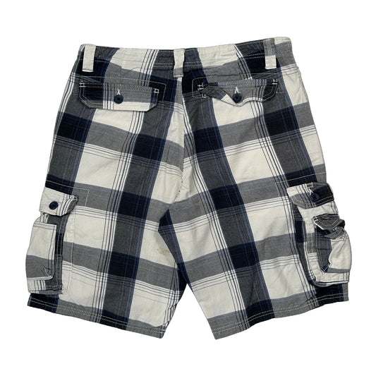 Lee Checked Cargo Shorts - 32W 11L Black & White Cotton