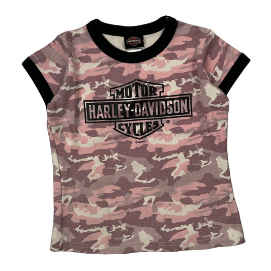 Age 6 Harley Davidson Camo T-Shirt - Small Pink Cotton Blend
