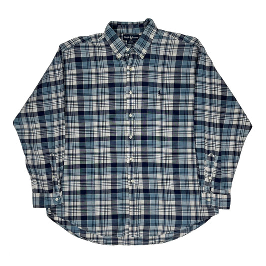 Ralph Lauren Checked Shirt - XL Blue Cotton
