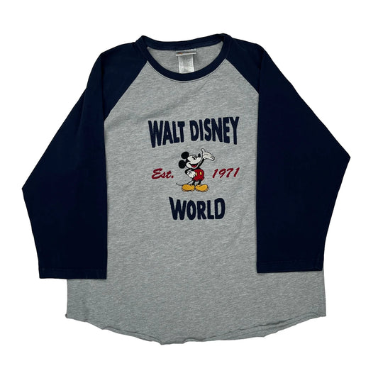 Disney Graphic Long Sleeve T-Shirt - Large Grey Cotton