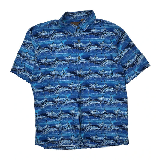 Clearwater Outfitters Fish Hawaiian Shirt - 2XL Blue Cotton