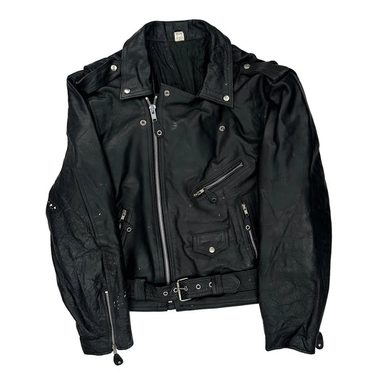 Unbranded Motorcycle Leather Jacket - 2XL Black Leather