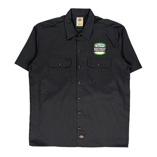 Dickies Short Sleeve Shirt - Large Black Polyester Blend