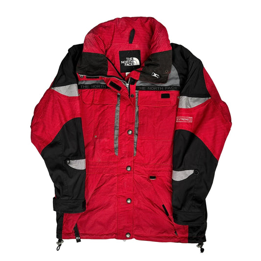 Vintage The North Face Striped Ski Jacket - Large Red Nylon