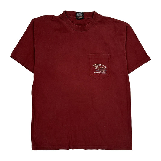 Harley Davidson Graphic T-Shirt - XL Burgundy Cotton