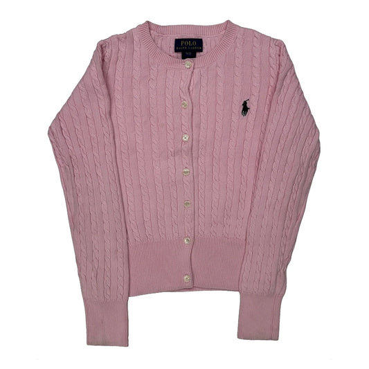 Vintage Age 7 Polo By Ralph Lauren Cardigan - Small Pink Cotton