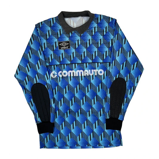 Vintage Umbro Goalkeepers Long Sleeve Football Shirt - Medium Blue Polyester