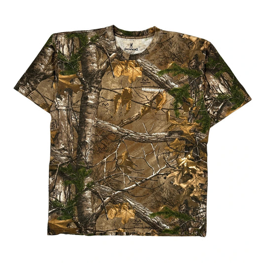 Vintage Browning Camo T-Shirt - 2XL Brown Cotton