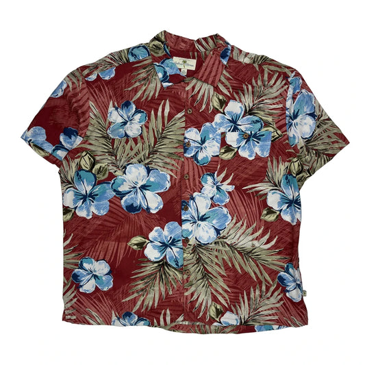 Island Shores Floral Hawaiian Shirt - 2XL Red Viscose