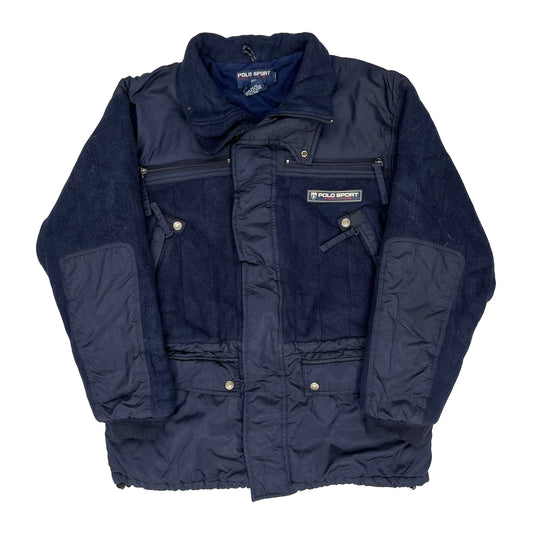 Vintage 90S Polo Sport Panelled Multi Pocket Jacket - Medium Navy Polyester