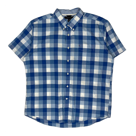 Tommy Hilfiger Checked Short Sleeve Shirt - XL Blue Cotton
