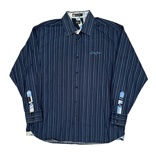 Sean John Striped Shirt - XL Blue Cotton