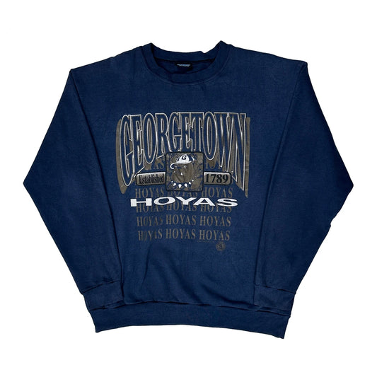 Georgetown Hoyas Mascot College Sweatshirt - XL Navy Cotton Blend