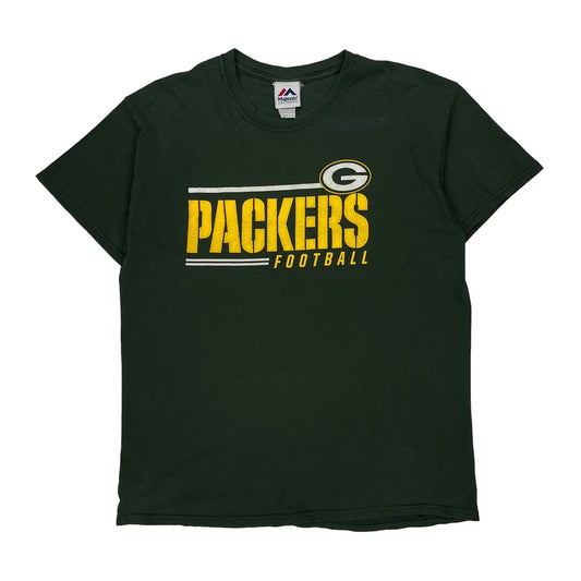 Packers Majestic Football T-Shirt - Large Green Cotton