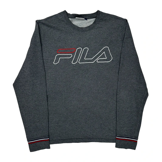 Fila Spellout Sweatshirt - Large Grey Cotton