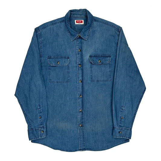 Wrangler Denim Shirt - Large Blue Denim