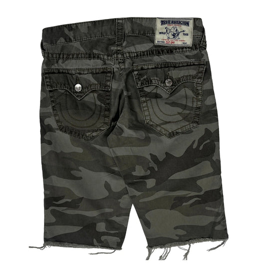 Vintage True Religion Camo Shorts - 34″ Waist Green Cotton