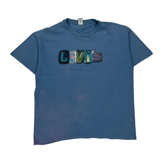 Levis Spellout T-Shirt - Medium Blue Cotton
