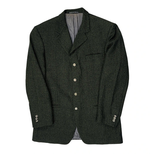Made In Italy Versace Classic Tweed Blazer - Medium Green Wool Blend