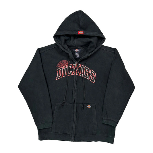 Vintage Dickies Spellout Hoodie - Medium Black Cotton Blend
