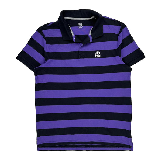 Nike Striped Polo Shirt - XL Purple Cotton